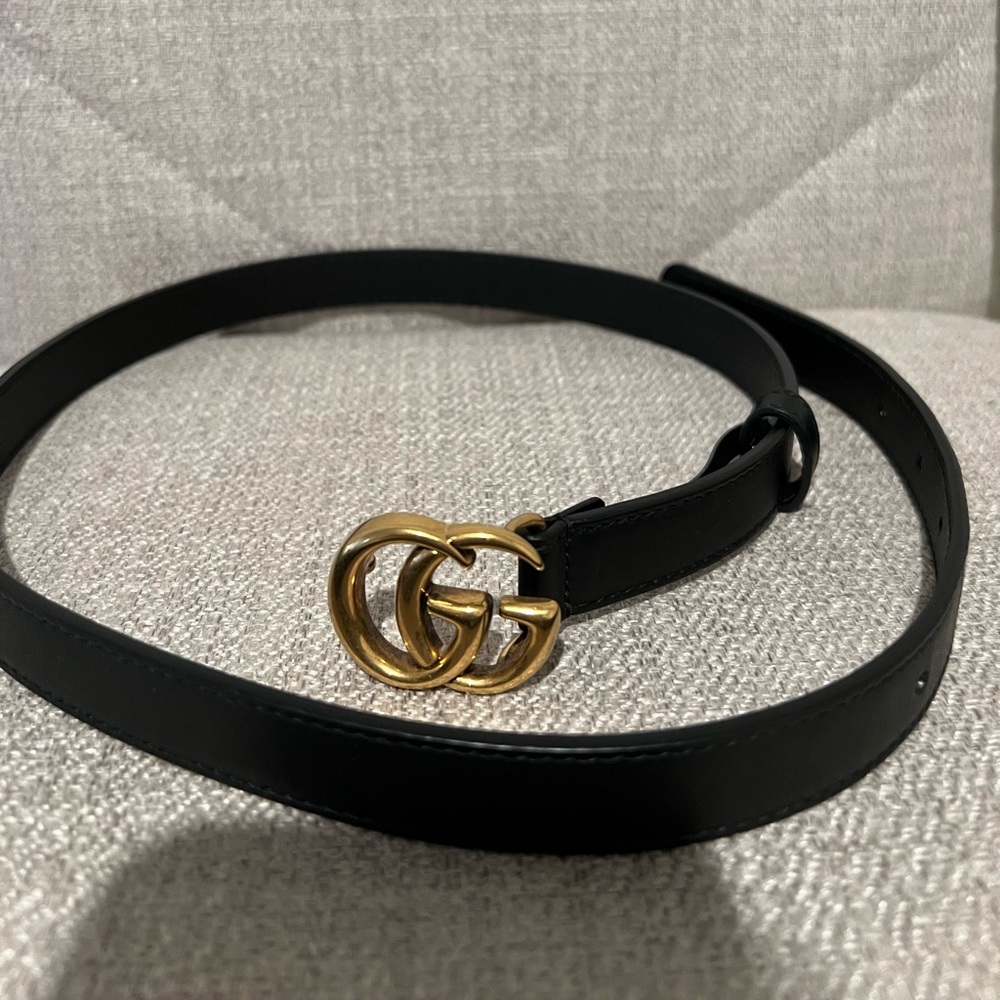 Gucci leather belt thin GG Marmont